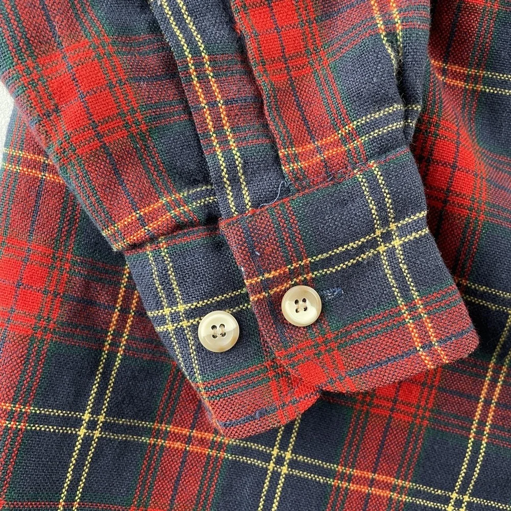 Vintage Tarleton Jacket Mens M Red‎ Navy Plaid Flannel Quilted Lined Padded 90s